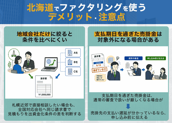 北海道でファクタリングを使うデメリット・注意点