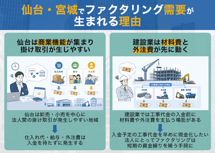仙台・宮城でファクタリング需要が生まれる理由