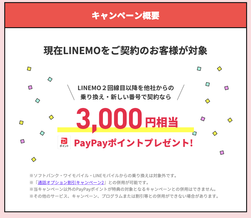 LINEMO(ラインモ)には複数回線や追加契約に使えるキャンペーンがある  