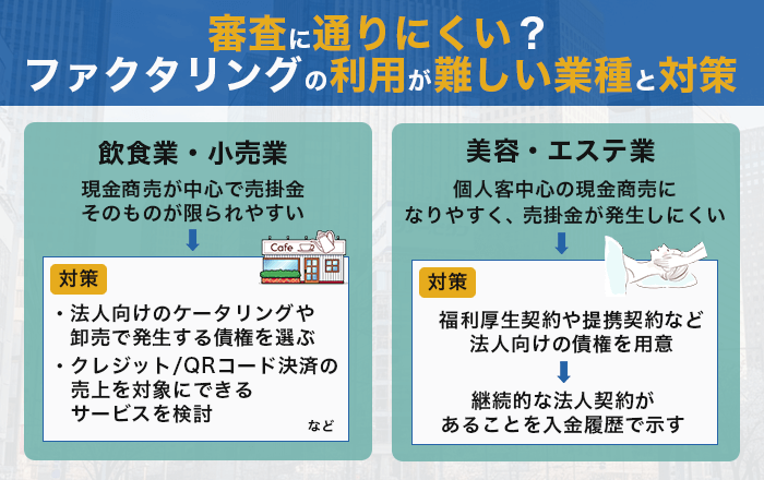 審査に通りにくい?ファクタリングの利用が難しい業種と対策