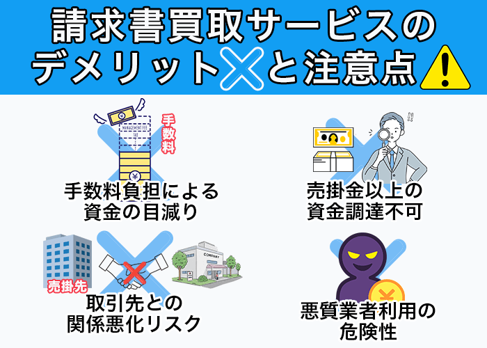 請求書買取サービスのデメリットと注意点