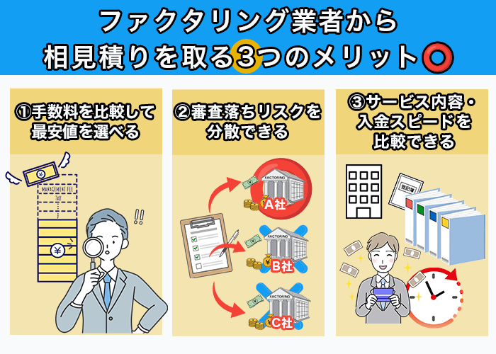 ファクタリング業者から相見積もりを取る3つのメリット