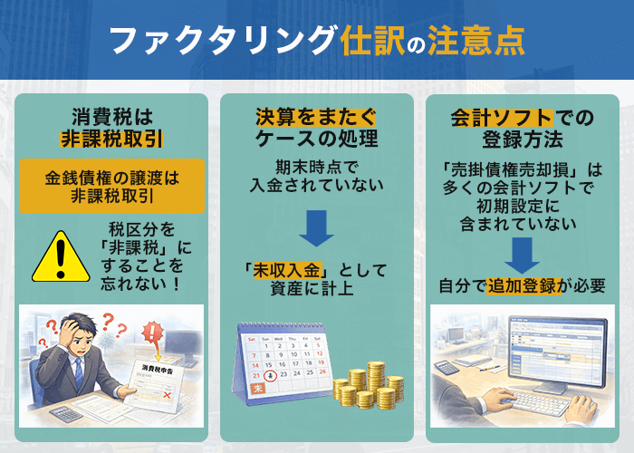 ファクタリング仕訳の注意点