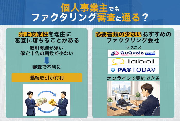 個人事業主でもファクタリング審査に通る?