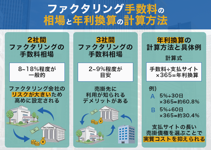 ファクタリング手数料の相場と年利換算の計算方法