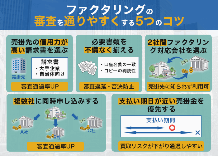 ファクタリングの審査を通りやすくする5つのコツ