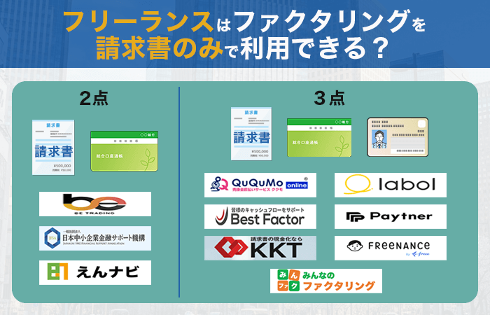 フリーランスはファクタリングを請求書のみで利用できる？