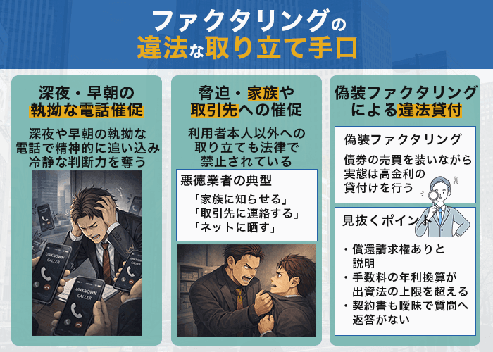 ファクタリングの違法な取り立て手口