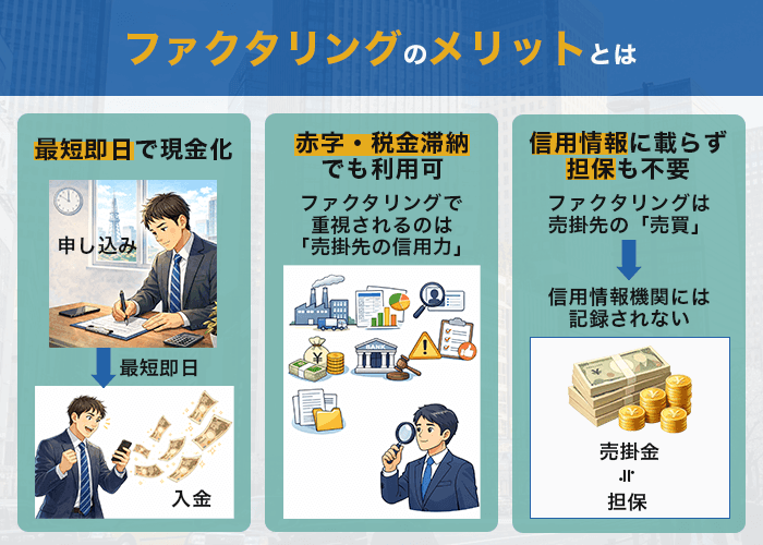 ファクタリングのメリットとは