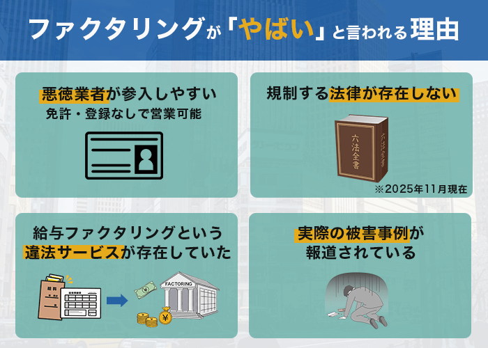 ファクタリングが「やばい」といわれる理由
