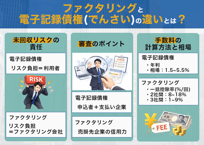 ファクタリングと電子記録債権（でんさい）の違いとは？