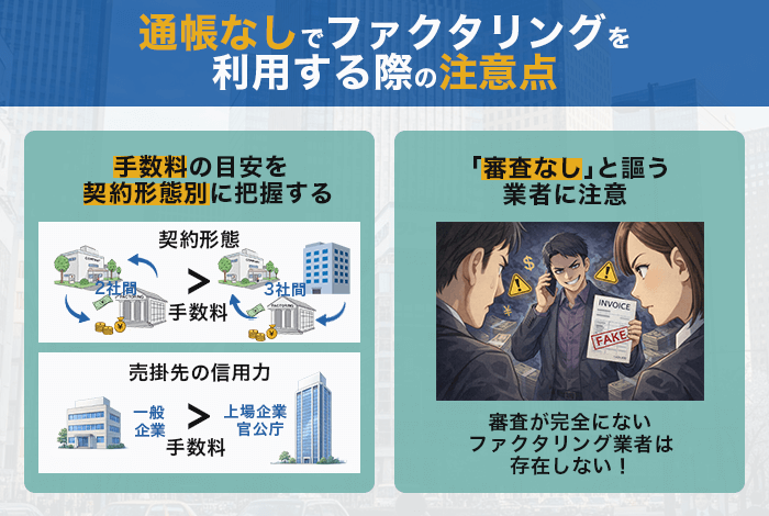 通帳なしでファクタリングを利用する際の注意点