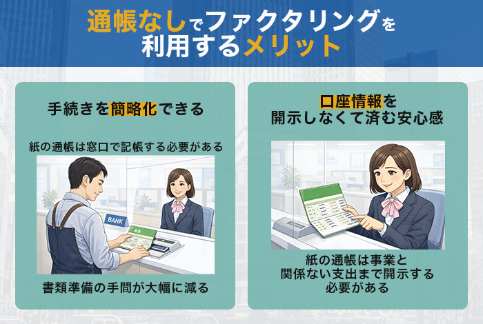 通帳なしでファクタリングを利用するメリット