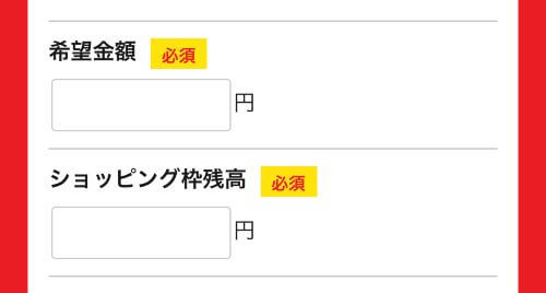カイトリッチ希望金額入力画面