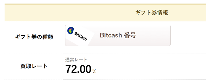 ナナギフトのビットキャッシュ買取レート