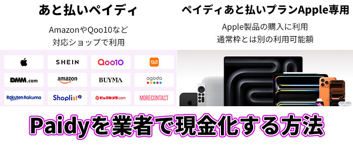 あとはらいペイディもしくはペイディあと払いプランApple専用を業者で現金化する方法