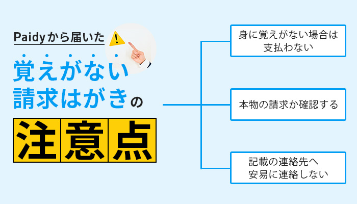 Paidyから覚えがない請求のはがきが届いた場合の注意点