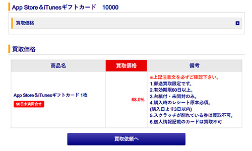 Appleギフトカードの換金率は、買取サイトだと初回の買取は90%前後
