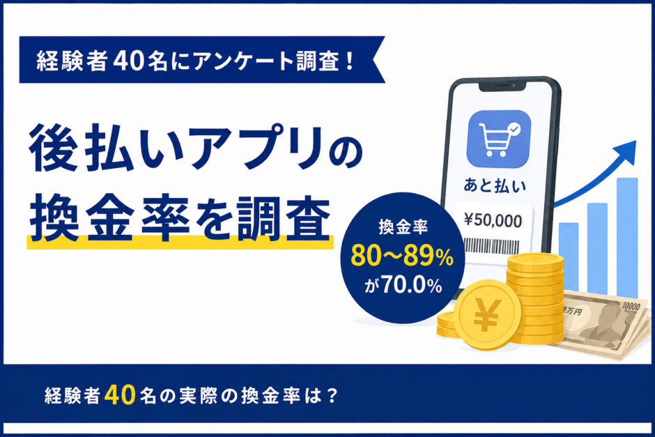 後払いアプリ現金化の換金率を調査｜経験者40名の実際の換金率は？