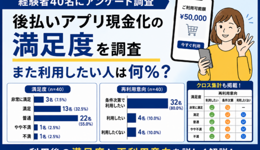 後払いアプリ現金化の満足度を調査｜また利用したい人は何％？