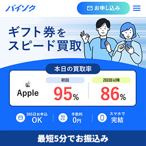 バイソクのAppleギフトカード買取率95%