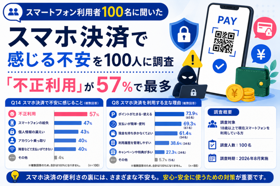 スマホ決済で感じる不安を 100 人に調査