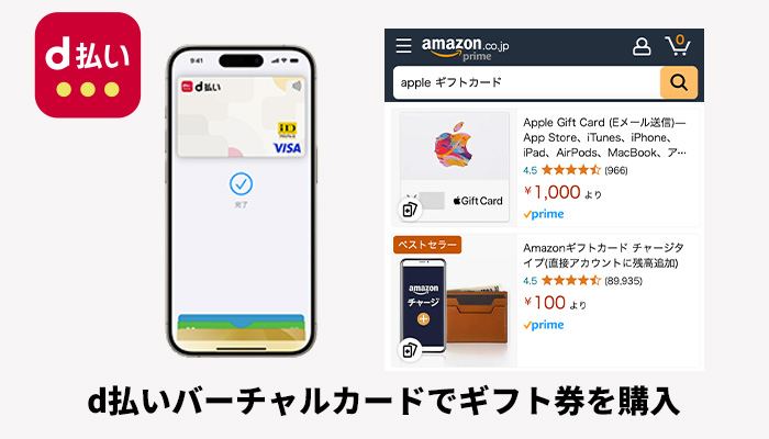 d払いバーチャルカードでギフト券を購入