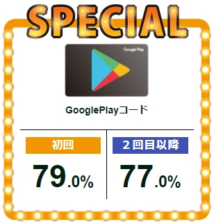 ギフトアニマルのGooglePlayギフトカード買取率