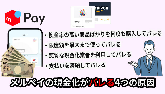メルペイの現金化がバレる4つの原因