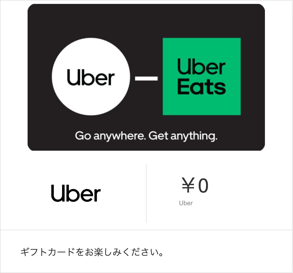 Uber Eatsギフトカード