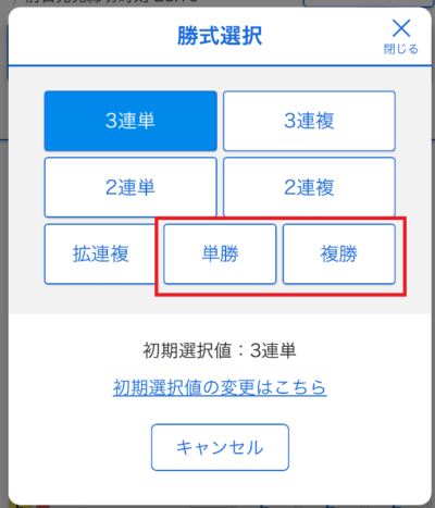 「単勝」と「複勝」の賭け式