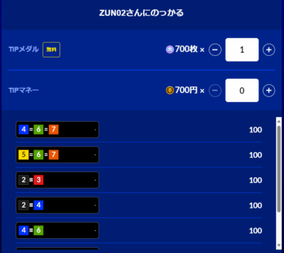 他のユーザーの予想情報