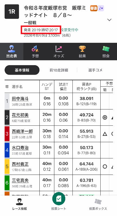 レース発走の2分前まで車券を買える