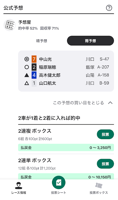 AI予想（雨予想）