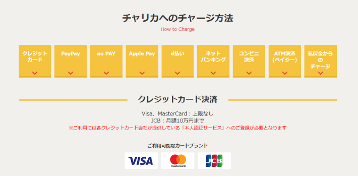 チャリロトのチャージ方法