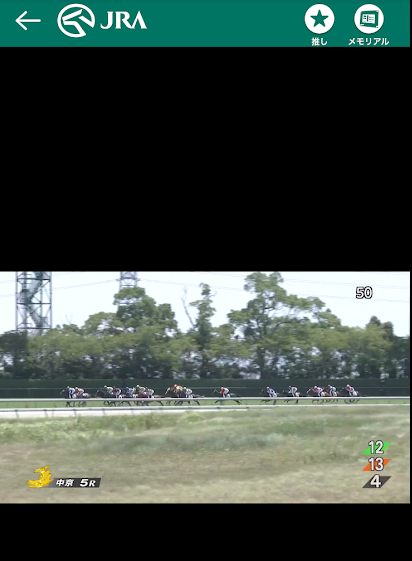 JRA公式アプリでレース映像を見ているようす