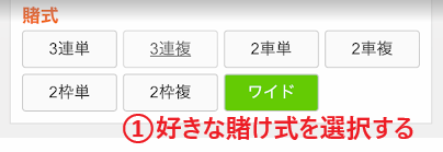 好きな賭け式を選択できる