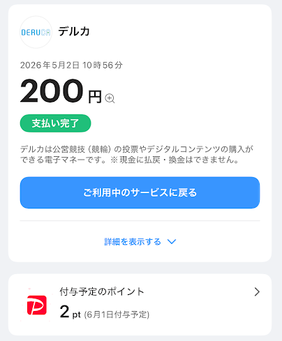 還元率は1.0%だった