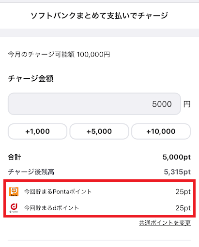 チャージする度に共通ポイントを貯められる