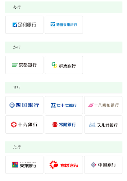 銀行口座一覧②