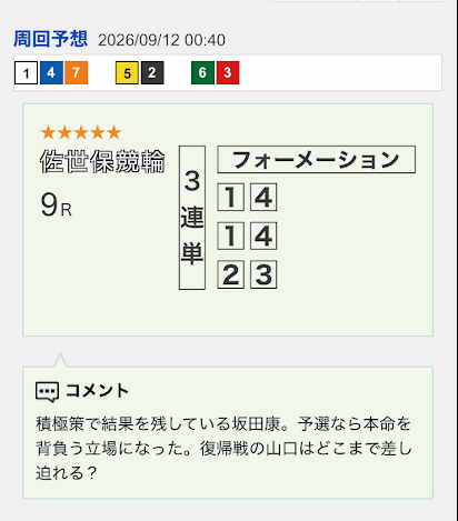 競輪専門記者によるレース予想