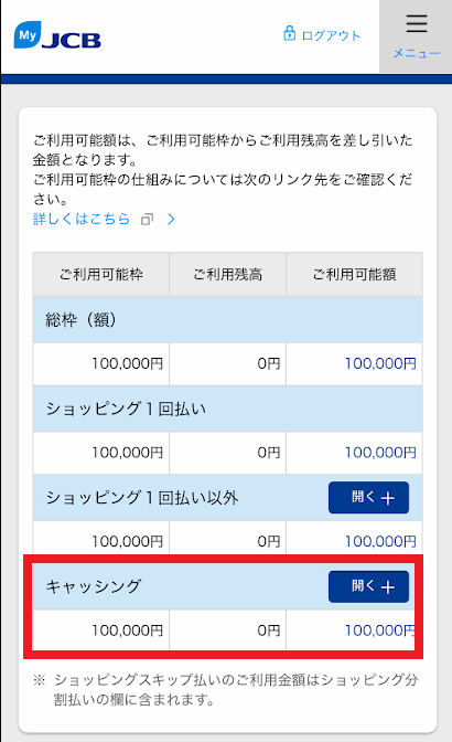 キャッシングの枠は、1枚あたり10万円程度