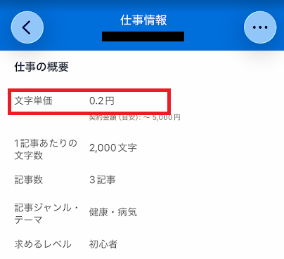 クラウドワークスで受注していたライティング案件の例