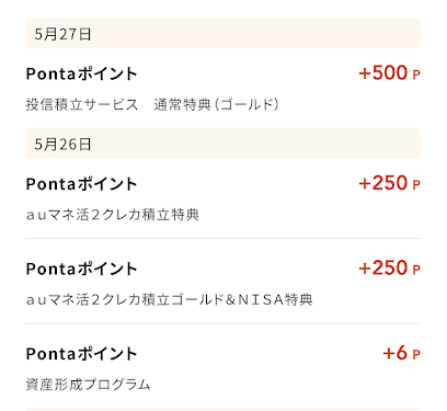 三菱UFJeスマート証券(NISA口座)の特典でPontaポイントをもらっているようす