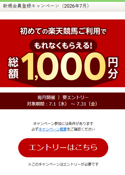 楽天アカウントにログインした上でキャンペーンページからエントリー