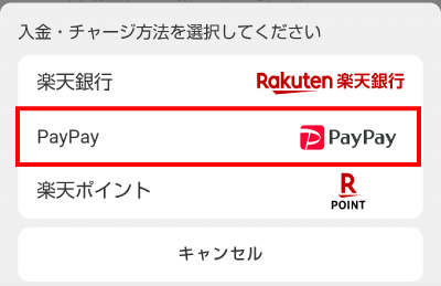 楽天競馬にPayPayで入金