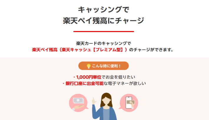 楽天ペイは楽天カードキャッシングでチャージできて後払いができる