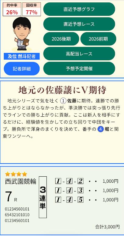 エンジョイで閲覧できる予想情報