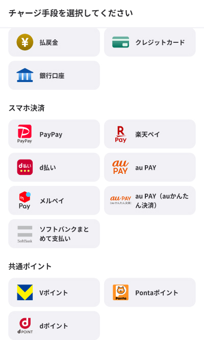 ウィンチケットのチャージ方法一覧