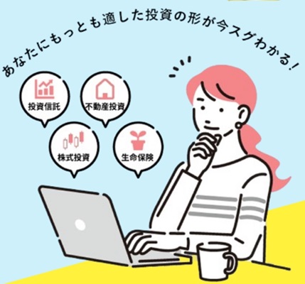 マネーチケットのうたい文句に書かれた文言「あなたにもっとも適した投資の形が今スグわかる」